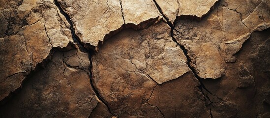 Poster - Dry cracked earth surface texture with detailed patterns and natural color variations suitable for background use Copy Space