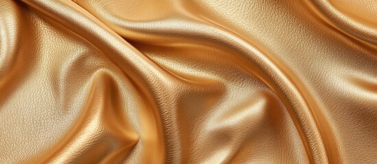 Poster - Golden satin fabric texture with soft folds and creases for background use Copy Space