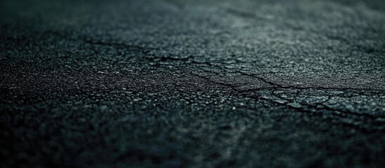 Poster - Dark asphalt surface with visible cracks and texture detail suitable for backgrounds or design projects Copy Space