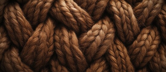 Poster - Brown twisted rope texture with intricate braiding pattern detailed close-up full frame background Copy Space