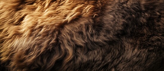 Poster - Close-up view of textured brown fur with a warm color gradient and natural light details showcasing depth and softness Copy Space