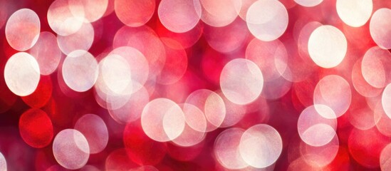 Poster - Red and white bokeh lights abstract background with soft focus and copy space for text
