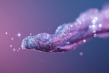 Poster - A cosmic-inspired border features dark purples and blues with swirling smoke and shimmering silver accents. Star-like particles dance along the edges, enhancing its ethereal beauty