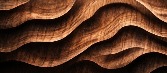 Poster - Textured wooden surface with wave patterns showcasing natural grain and shadow effects ideal for background use Copy Space
