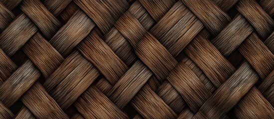 Poster - Brown woven texture background with interlaced strands creating a decorative pattern suitable for various design purposes. Copy Space