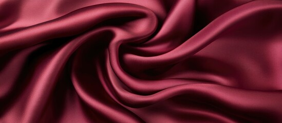 Poster - Burgundy satin fabric texture with flowing drapes and soft sheen for background or textile design use Copy Space