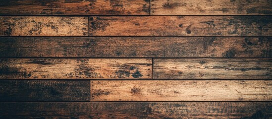 Poster - Textured wooden planks background with rustic appearance and natural grain variations suitable for interior design or construction themes Copy Space