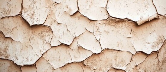 Poster - Textured background of peeling paint on a wall in warm beige tones with abstract patterns and ample copy space for text placement