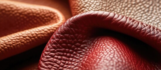 Poster - Close-up of textured leather fabric in various colors showing rich detail and depth  Copy Space