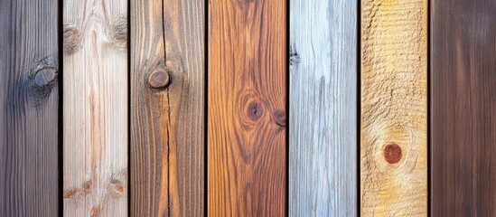 Poster - Wooden Panel Background with Various Textures and Colors Including Natural Knots and Grain Patterns Copy Space
