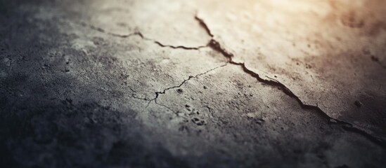 Poster - Cracked concrete surface with dramatic lighting and texture details suitable for background use or grunge design elements Copy Space