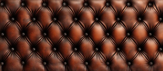 Poster - Brown leather tufted upholstery background with button detailing and texture suitable for interior design applications. Copy Space