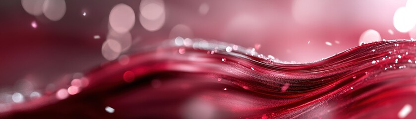 Poster - Soft, radiant light rays emerge from one side of a deep red backdrop, enhancing the luxurious feel. The interplay of light and color creates a dynamic visual experience with plenty of negative space