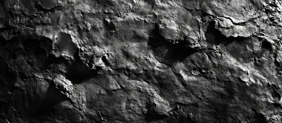 Poster - Textured dark rock surface background with irregular patterns and shadows suitable for various design purposes. Copy Space