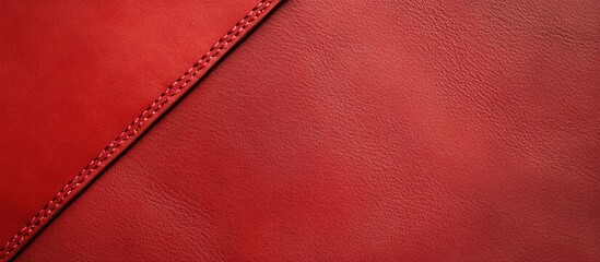 Poster - Red leather texture with stitching detail and smooth surface suitable for backgrounds and design projects Copy Space