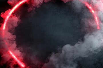 Poster - Swirling red neon smoke and glowing fire-like effects form a striking yet elegant design. The bold blank area invites creative text overlays and adds artistic flair