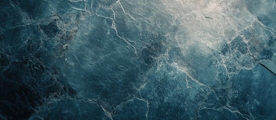Poster - Textured dark blue stone surface background with natural patterns and veins suitable for various design applications Copy Space