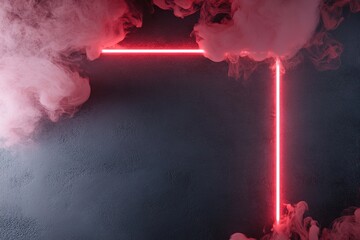 Poster - dramatic swirling red neon smoke creates a captivating atmosphere with subtle glowing effects. the e