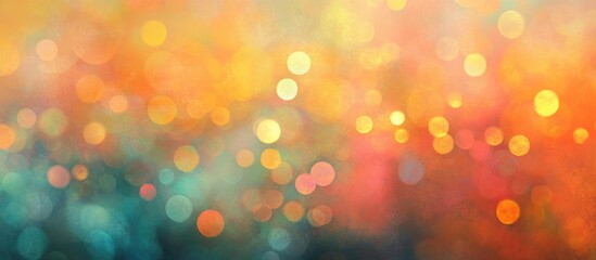 Poster - Colorful bokeh background with soft focus and gradient shades of orange, pink, blue, and green usable for various design projects Copy Space