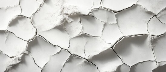 Aufkleber - Cracked white wall surface with uneven texture showing signs of damage and wear, ideal for backgrounds and design elements