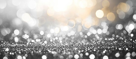 Aufkleber - Abstract background with shimmering bokeh lights in silver and gold tones suitable for festive or celebratory concepts Copy Space
