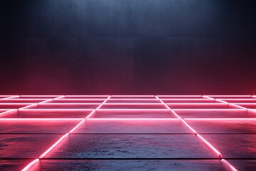 Poster - A glowing red neon grid creates an energetic atmosphere, perfect for parties or events, with an unobstructed area at the top for branding and promotional displays