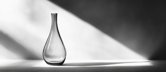 Aufkleber - Elegant glass vase with soft shadows and highlights, minimalist design on a white background, Copy Space available.