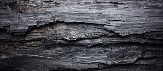 Aufkleber - Textured black charcoal wood surface with intricate patterns and layers ideal for backgrounds and design elements Copy Space