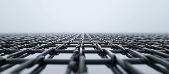 Aufkleber - Close-up perspective of a metallic mesh surface with blurred horizon against a light background, suitable for industrial or abstract themes. Copy Space