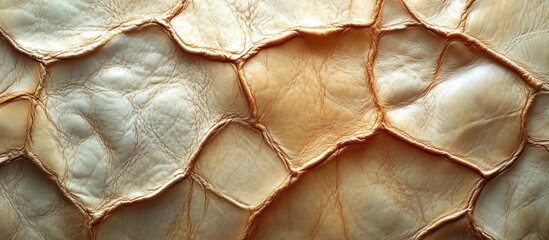 Poster - Close-up texture of aged leather surface showcasing intricate patterns and natural color variations with Copy Space