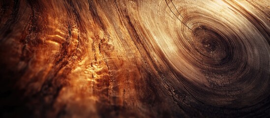 Aufkleber - Macro close-up of textured wood grain pattern with rich brown tones and circular saw marks Copy Space