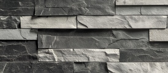 Poster - Textured stone wall background in black and gray tones pattern with natural variations and structure suitable for interior or exterior design Copy Space