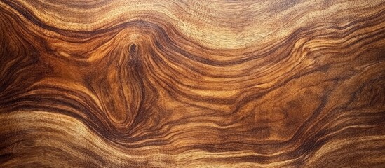Poster - Wood texture surface with intricate swirling patterns and rich brown tones suitable for background design or natural themes Copy Space