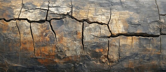 Aufkleber - Cracked and weathered wooden surface with rich textures and colors suitable for backgrounds and design elements Copy Space