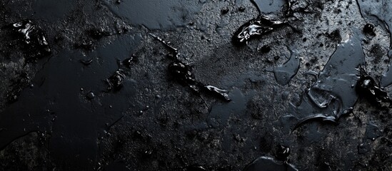 Poster - Black oil slick or tar texture on a surface with varied glossy and matte areas Suitable for backgrounds and abstract designs Copy Space