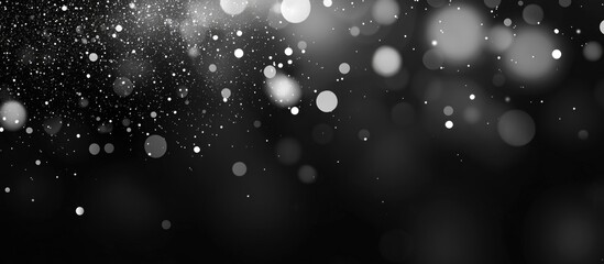 Poster - Abstract black background with white and gray bokeh lights creating a dreamy effect ideal for overlay or graphic design use Copy Space