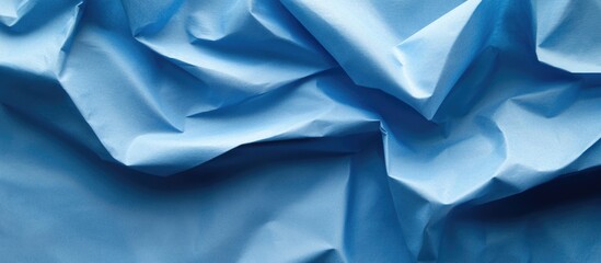 Aufkleber - Wrinkled light blue fabric texture background with soft folds and creases offering a simple backdrop for design. Copy Space