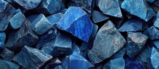 Poster - Blue mineral rocks texture background with various shades of blue and angular shapes ideal for use in design and illustration projects.