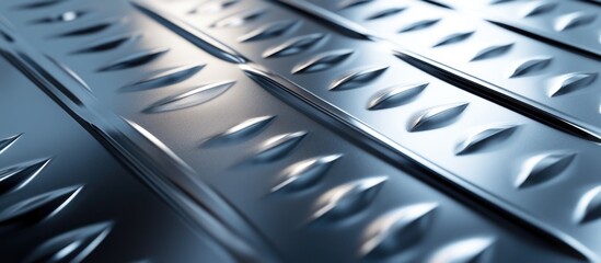 Aufkleber - Textured metallic surface with embossed diamond pattern and reflections ideal for industrial design and background use Copy Space
