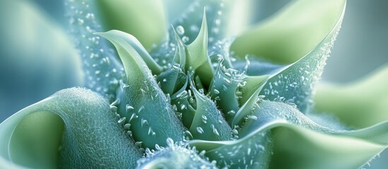Aufkleber - Close-up of succulent plant with dewdrops on leaves in soft green tones and natural light Copy Space