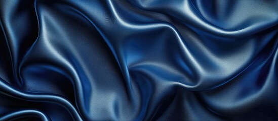 Aufkleber - Blue satin fabric texture with smooth waves and folds ideal for background use and showcasing luxurious textile design Copy Space