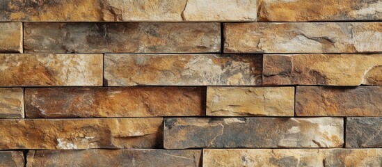 Aufkleber - Textured natural stone wall with various shades of brown and gray suitable for architectural backgrounds and interior design projects. Copy Space