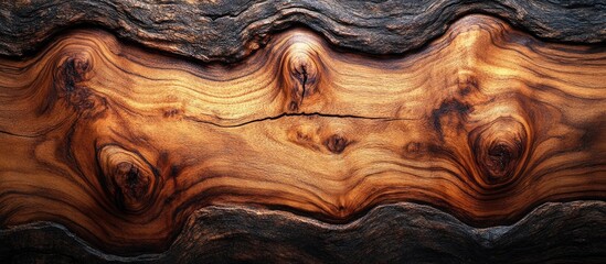Aufkleber - Wood grain texture with rich brown hues and natural patterns on a flat surface. Copy Space available for text placement.