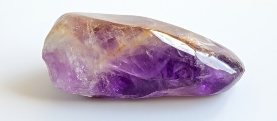 Aufkleber - Amethyst crystal stone with purple hues on white background showcasing natural texture and color variations Copy Space