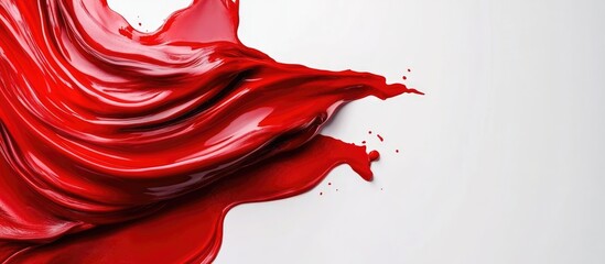 Aufkleber - Red paint splash on white background with fluid texture and drips, creative artistic design element, Copy Space available