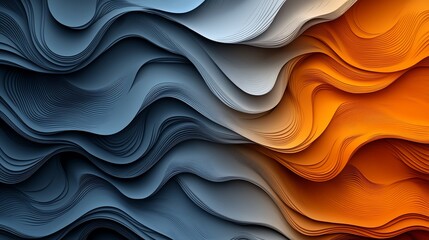 Aufkleber - Abstract wavy design, blue orange gradient, fluid background, website banner