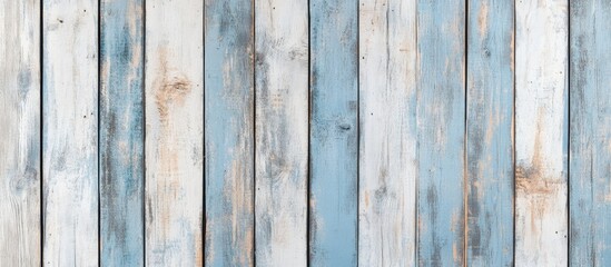 Aufkleber - Blue and white weathered wooden planks textured background with rustic appearance and natural imperfections Copy Space
