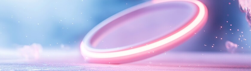 Poster - a soft pink neon halo radiates in the background, creating a whimsical ambiance with gentle light fl