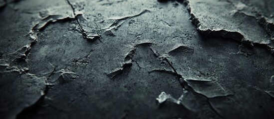 Poster - Textured abstract surface with cracks and peeling paint in dark colors suitable for background or overlay designs Copy Space