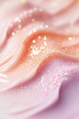 Poster - A smooth gradient transitions from warm peach to cool lavender, enhanced by fine glitter that catches the light, creating a soft and enchanting visual appeal, perfect for artistic backgrounds